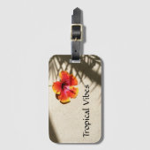 Tropical Vibes Orange Hibiskus Blume Sandy Beach Gepäckanhänger (Vorderseite Vertikal)