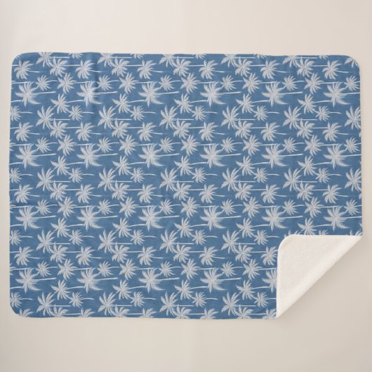 Tropical Vibes Palm Tree Blue Sherpadecke (Vorderseite (Horizontal))