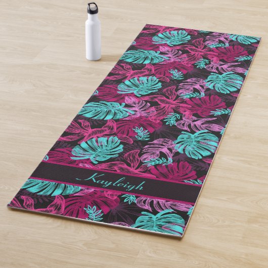 Tropical Vibes | Rosa und Blau Monstera Leaf Yogamatte (Beispiel)