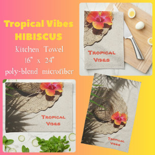 Tropical Vibes Sun Hat auf Beach Sand Geschirrtuch