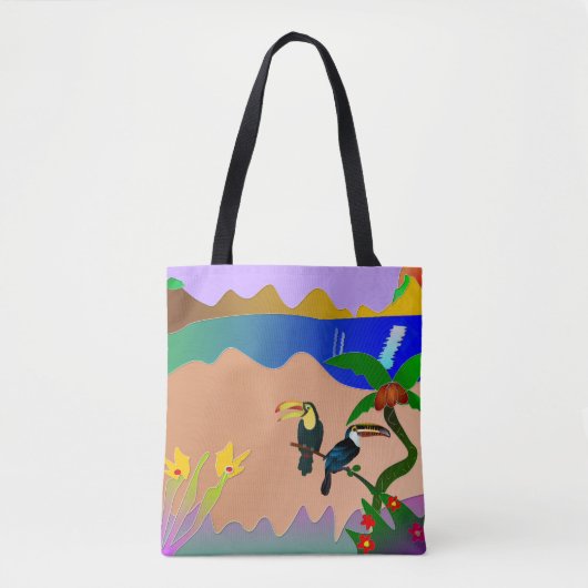Tropical Vibrant Garden Toucans Tote Bag Tasche (Vorderseite)