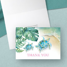 Tropical Vielen Dank Card Wasserfarbenschildkröte