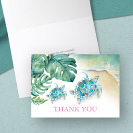 Tropical Vielen Dank Card Wasserfarbenschildkröte Dankeskarte