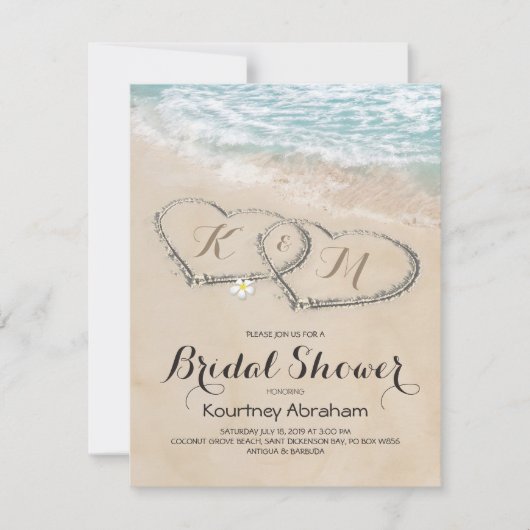 Tropical Vintag Beach Heart Brautparty Einladung (Vorderseite)
