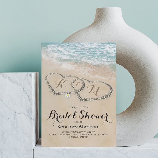 Tropical Vintag Beach Heart Brautparty Einladung