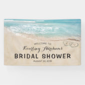 Tropical Vintag Beach Heart Shore Brautparty Banner (Horizontal)