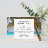 Tropical Vintag Beach Shore Palm Wedding Einladung (Stehend Vorderseite)