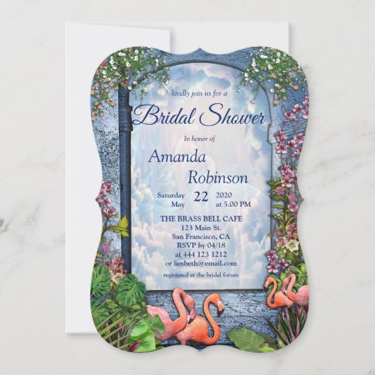 Tropical Vintag Blue Marble Palace Einladung (Vorderseite)