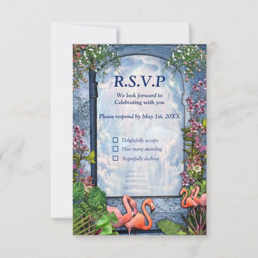 Tropical Vintag Blue Marble Palace RSVP Karte (Vorderseite)