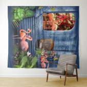 Tropical Vintag Blue Marble Palace Wandteppich (Beispiel (Horizontal))