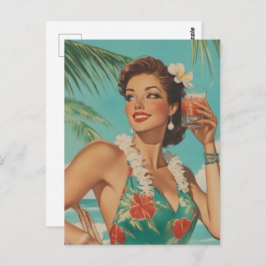 Tropical Vintag Paradise Vibes Postkarte (Vorne/Hinten)