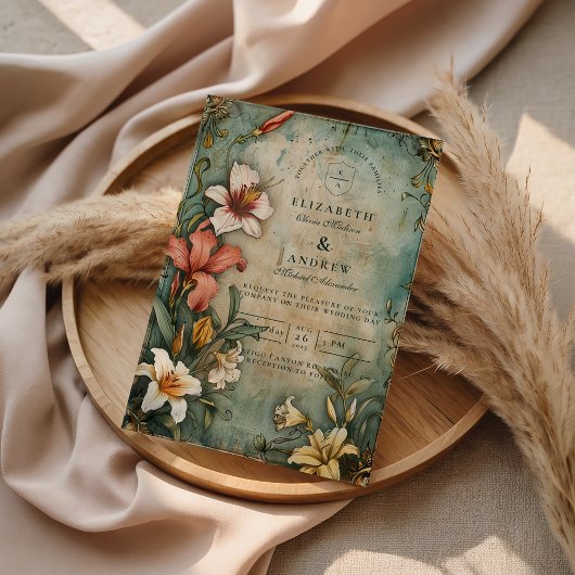 Tropical Vintage Garden Wedding Einladung