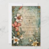 Tropical Vintage Garden Wedding Einladung (Vorderseite)