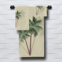 Tropical Vintage Palm Trees on Pale Green