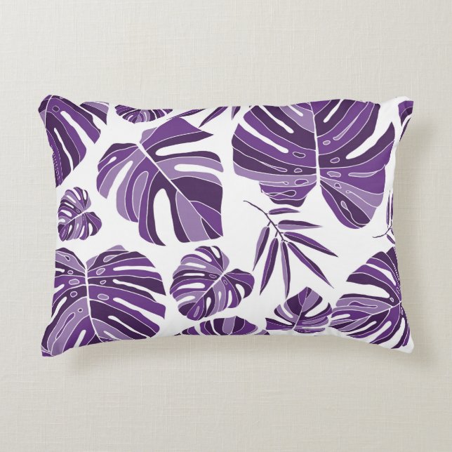 Tropical violet monstera leaves seamless pattern w dekokissen (Vorderseite)