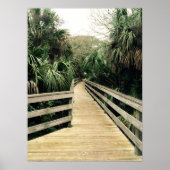Tropical Walk Pier Palm Trees Poster Gerahmt (Vorne)