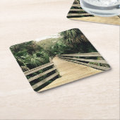 Tropical Walk Pier Palm Trees Untersetzer (angewinkelt)