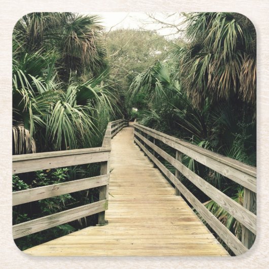 Tropical Walk Pier Palm Trees Untersetzer (Vorderseite)