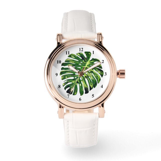 Tropical Watch Monstera Leaf Armbanduhr (Vorderseite)