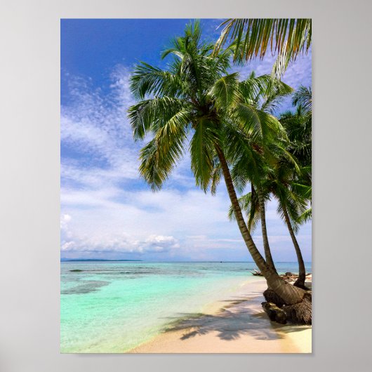 Tropical Water Palm Tree Island Beach Poster (Vorne)