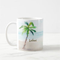 Tropical Watercolor Beach Palm Tree