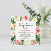 Tropical Watercolor Blätter Square Kinderdusche Einladung (Stehend Vorderseite)