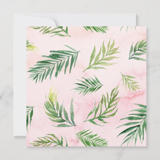 Tropical Watercolor Blätter Square Kinderdusche Einladung (Rückseite)