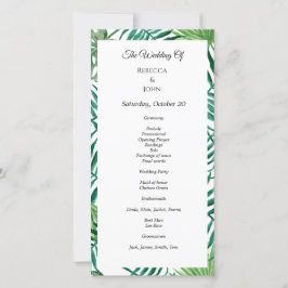 Tropical Watercolor Blätter Wedding Program Card