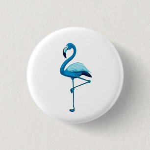 Tropical Watercolor Blue Flamingo Button