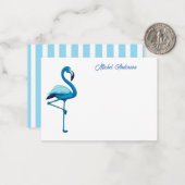 Tropical Watercolor Blue Flamingo Mitteilungskarte (Vorderseite/Rückseite Beispiel)