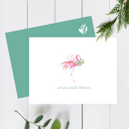 Tropical Watercolor Christmas Flamingo Postcard Feiertagspostkarte