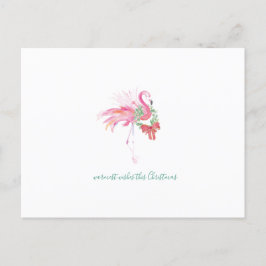 Tropical Watercolor Christmas Flamingo Postcard Feiertagspostkarte