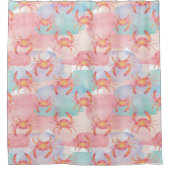 Tropical Watercolor Crab Muster Duschvorhang (Vorderseite)