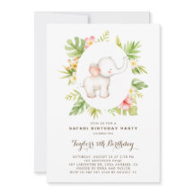 Tropical Watercolor Elephant Safari Kindergeburtst