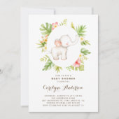Tropical Watercolor Elephant Summer Baby Dusche Einladung (Vorderseite)