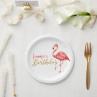 Tropical Watercolor Flamingo Gold zum Geburtstag |