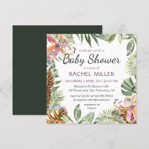 Tropical Watercolor Floral Baby Dusche Einladung