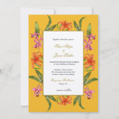 Tropical Watercolor Floral Mustard Wedding Einladung (Vorderseite)