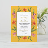 Tropical Watercolor Floral Mustard Wedding Einladung (Stehend Vorderseite)