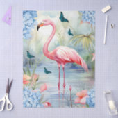 Tropical Watercolor Florals Flamingo & Butterflieg Seidenpapier (Basteln)