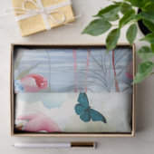 Tropical Watercolor Florals Flamingo & Butterflieg Seidenpapier (Geschenk)