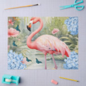 Tropical Watercolor Florals Flamingo & Butterflieg Seidenpapier (Basteln)