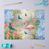 Tropical Watercolor Florals Flamingo & Butterflieg Seidenpapier (Basteln)