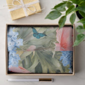 Tropical Watercolor Florals Flamingo & Butterflieg Seidenpapier (Geschenk)