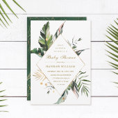 Tropical Watercolor Foliage Gold Babydusche Einladung