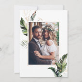 Tropical Watercolor Foliage Gold Wedding Foto Einladung (Rückseite)