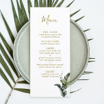 Tropical Watercolor Foliage Gold Wedding Menu Menükarte<br><div class="desc">Das Hochzeitsmenü umfasst tropisches,  wasserfarbenes Blattwerk,  Palmenblätter und Bananenblätter. Es ist ideal für einen Strand oder eine Hochzeit in Urlaubsort. >>>> Karo aus der gesamten Auflistung >>> https://www.zazzle.com/collections/tropical_foliage_gold_collection-119316977990783186</div>