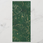 Tropical Watercolor Foliage Gold Wedding Menu Menükarte (Rückseite)