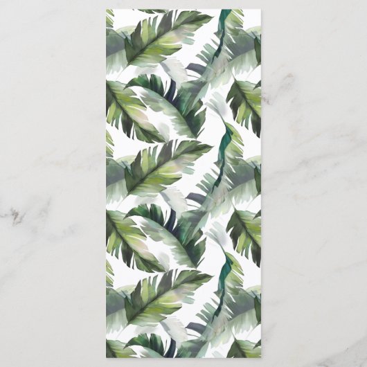 Tropical Watercolor Foliage Wedage Menu Menükarte (Rückseite)