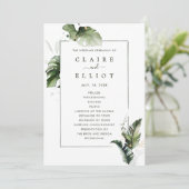 Tropical Watercolor Foliage Wedding Zeremonie Programm (Stehend Vorderseite)